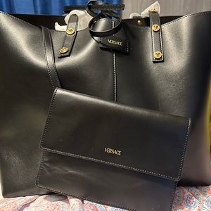 VERSACE Black Tote & Pouch